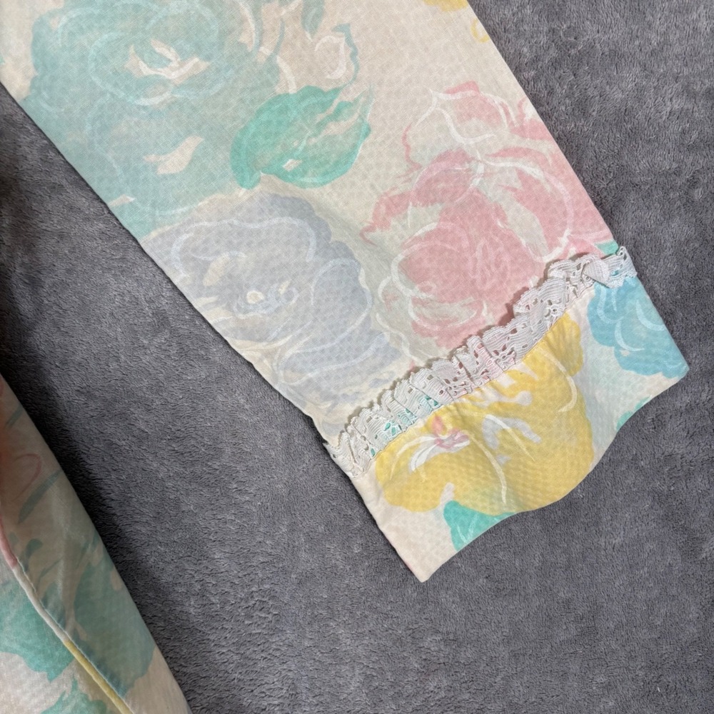 Vintage Lounge Trends JCPenney Pastel Floral Lace Wrap Robe Small Made in USA - Picture 10 of 16